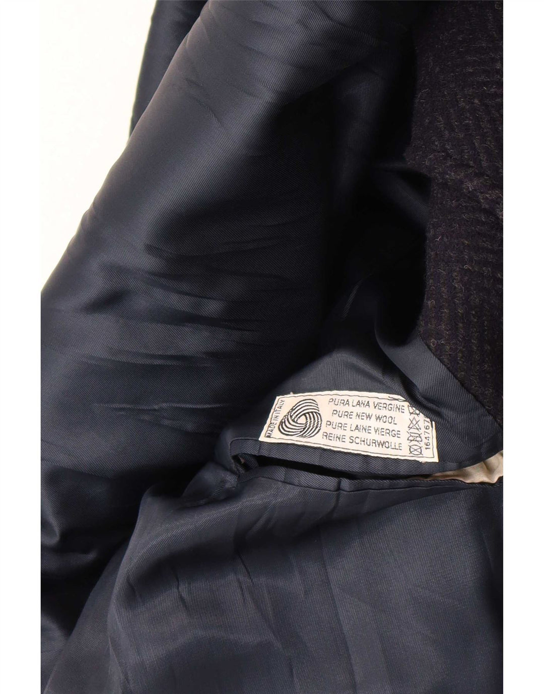 Soprabito vintage da uomo IT 52 XL Blu navy a spina di pesce in lana vergine