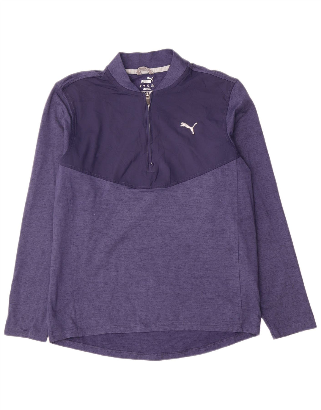 Maglia Puma da uomo con zip e collo a maniche lunghe, piccola, in poliestere color block blu