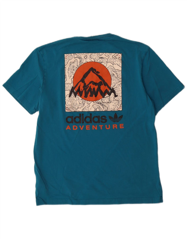 T-shirt grafica da uomo ADIDAS Top piccola in cotone blu