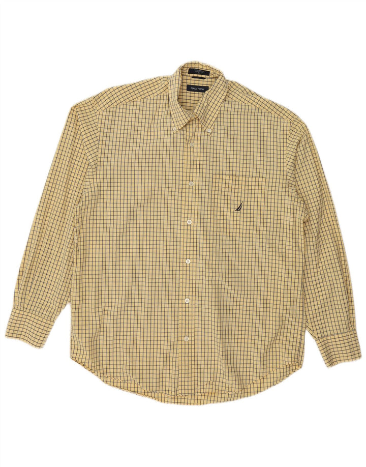 NAUTICA Mens Shirt Medium Yellow Check Cotton