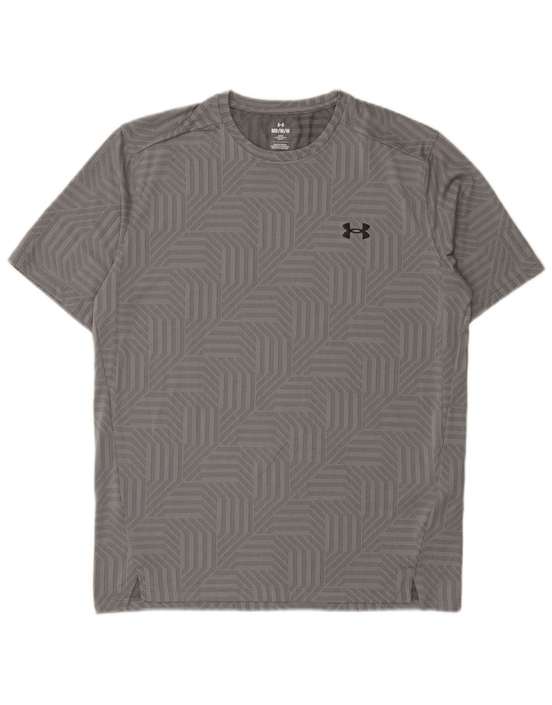 T-shirt da uomo Under Armour Top in poliestere geometrico grigio medio
