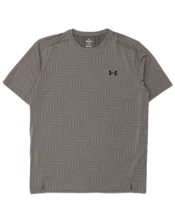 T-shirt da uomo Under Armour Top in poliestere geometrico grigio medio