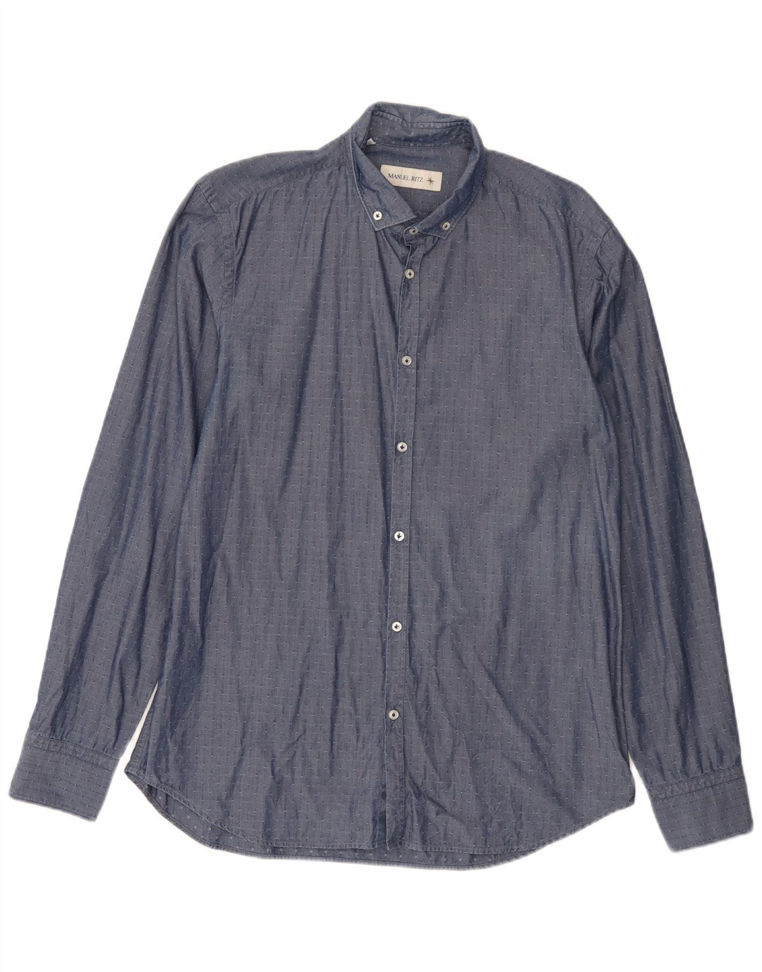 Camicia da uomo Manuel Ritz taglia 42 16 1/2 grande cotone blu