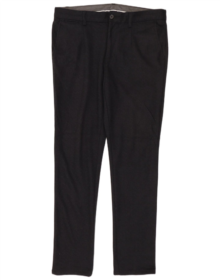 Pantaloni chino slim da uomo ZARA EU 42 Large W32 L32 poliestere blu navy