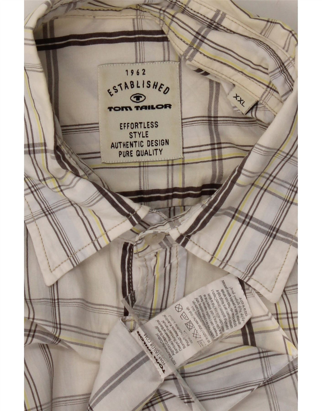 TOM TAILOR Mens Short Sleeve Shirt 2XL White Check Cotton Vintage Tom Tailor and Second-Hand Tom Tailor from Messina Hembry 