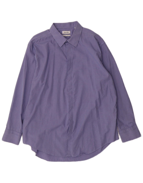 CALVIN KLEIN Camicia slim fit da uomo taglia 17 1/2 XL cotone a quadri blu