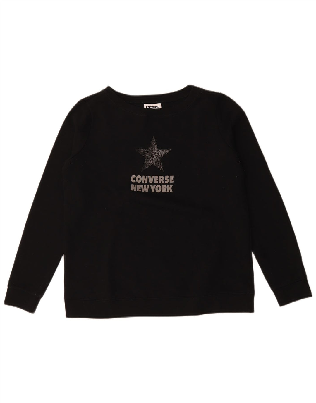 Converse Felpa grafica da donna Jumper UK 14 Medium Black Cotton