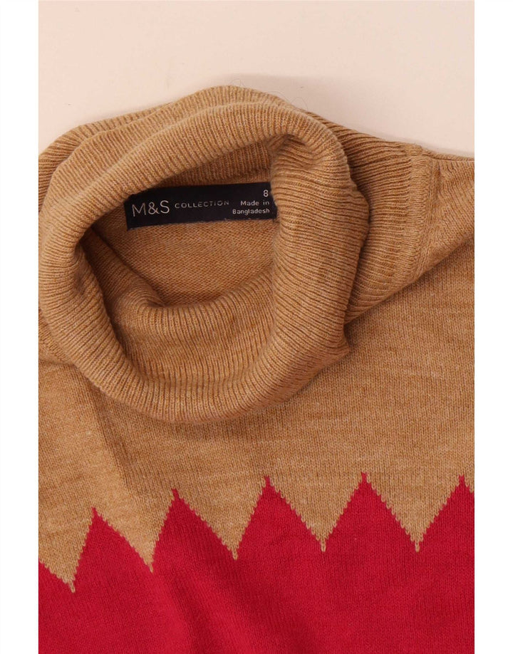 Maglione maglione a collo alto da donna Marks & Spencer UK 8 piccolo multicolore