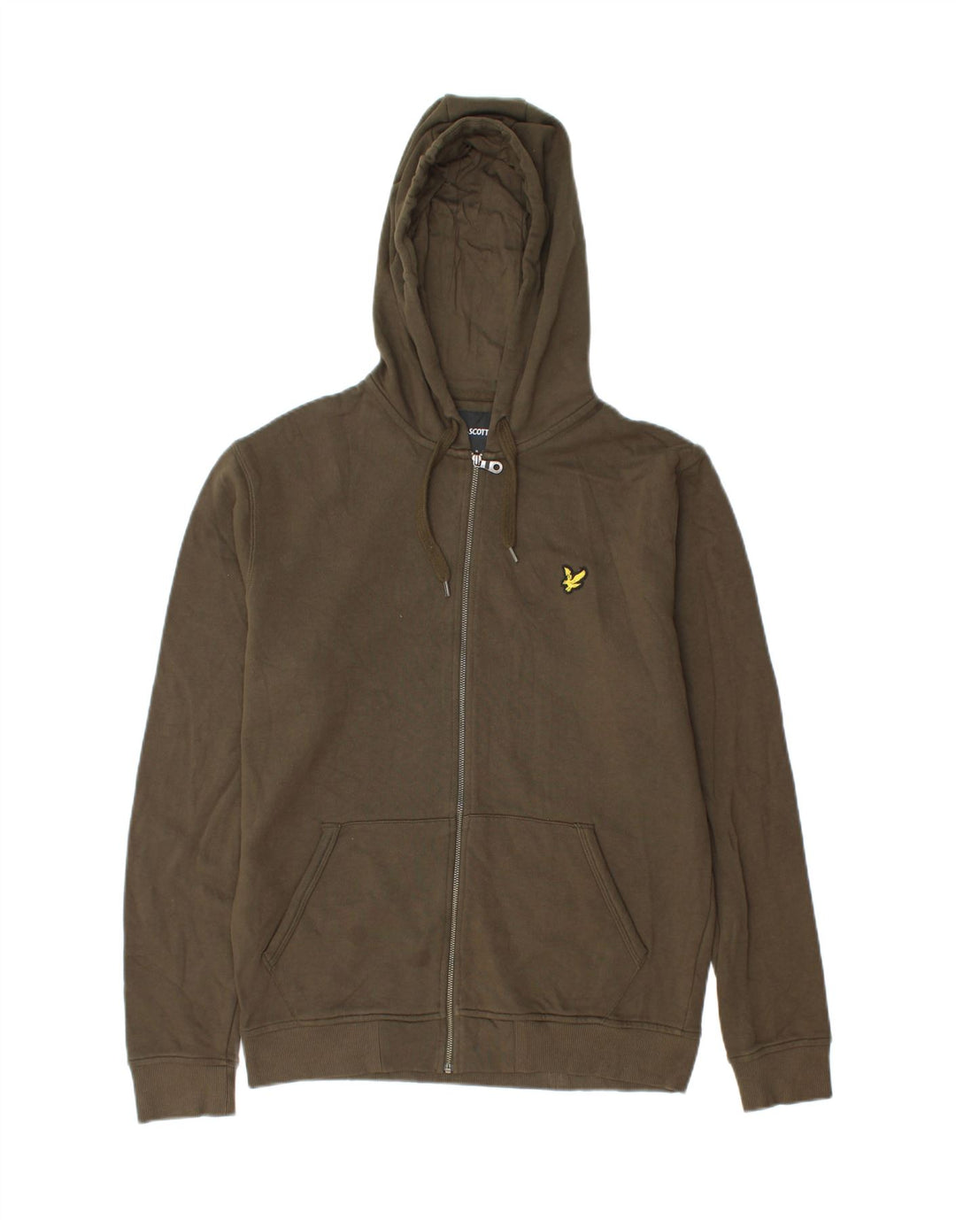 Maglione con cappuccio e zip da uomo Lyle & Scott in cotone kaki medio