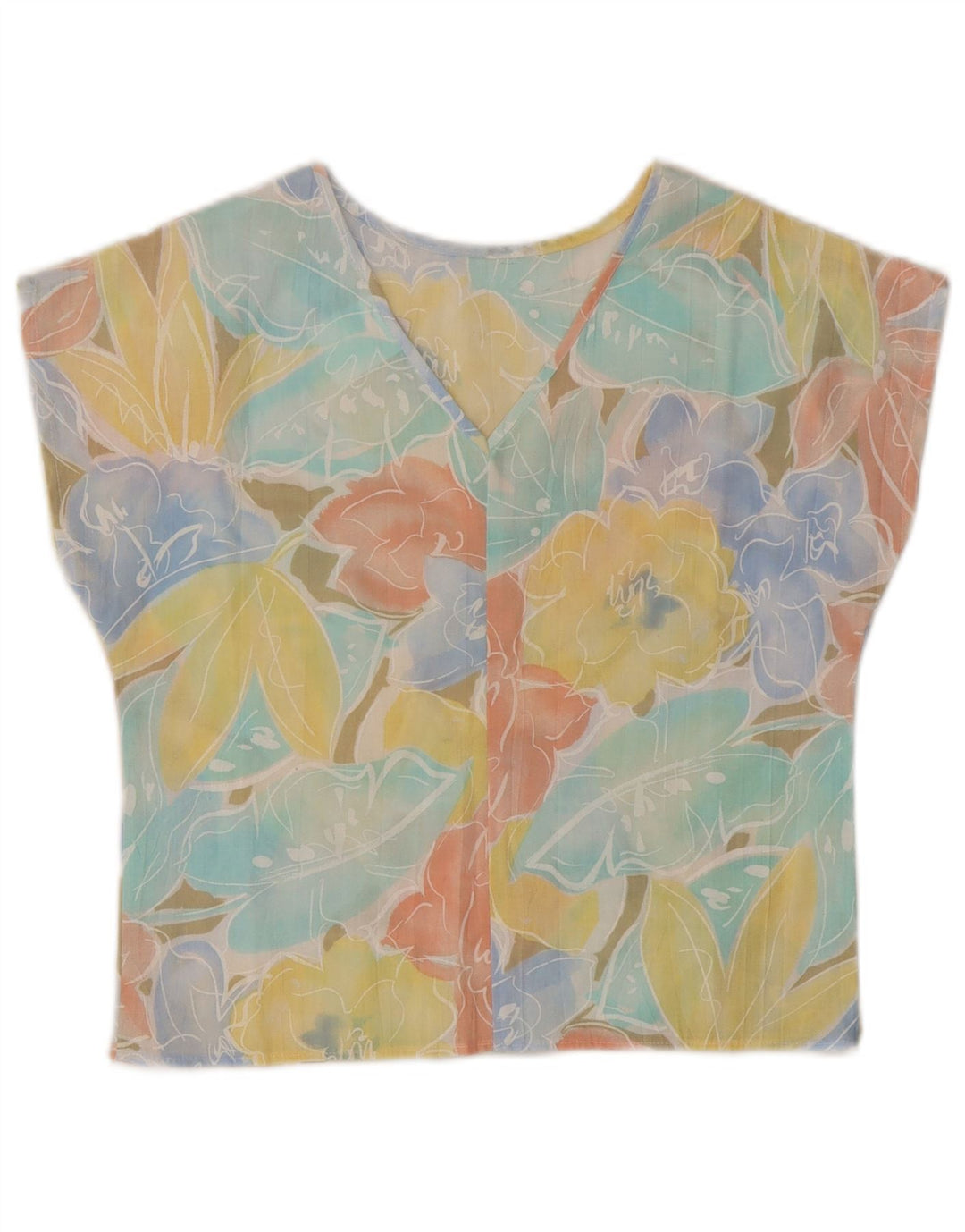 Top corto da donna improvvisato in camicetta UK 10 Piccolo poliestere floreale multicolore