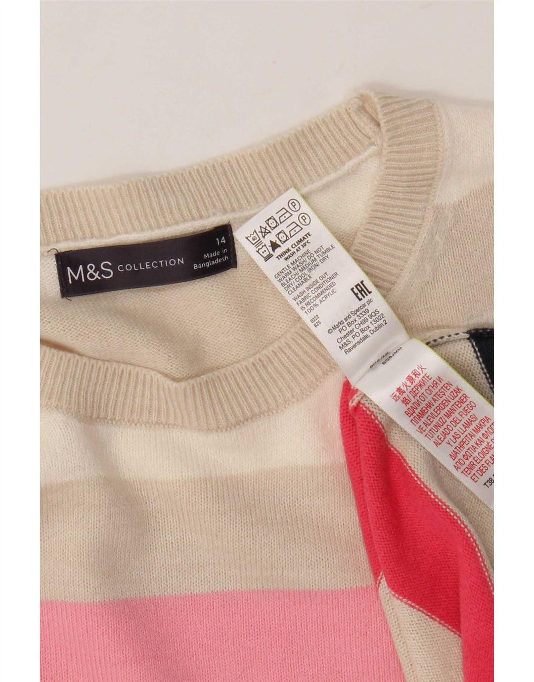 Maglione maglione con scollo a barca da donna Marks & Spencer UK 14 grande multicolore