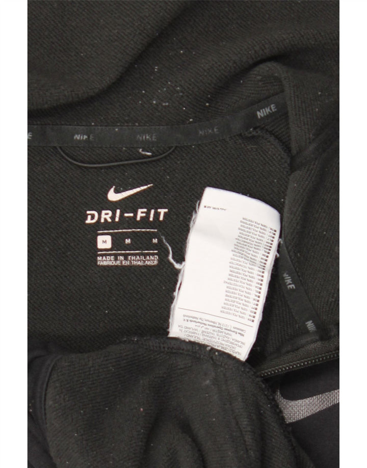 Felpa con cappuccio e zip Nike Dri Fit da uomo in poliestere nero medio