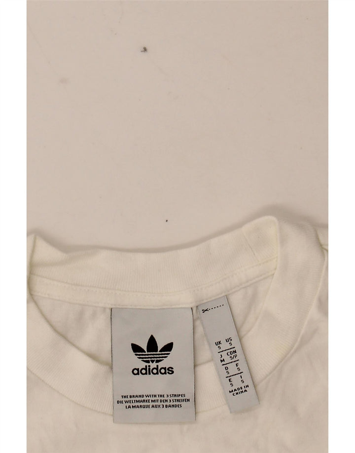 ADIDAS Mens Graphic T-Shirt Top Small White Cotton Vintage Adidas and Second-Hand Adidas from Messina Hembry 