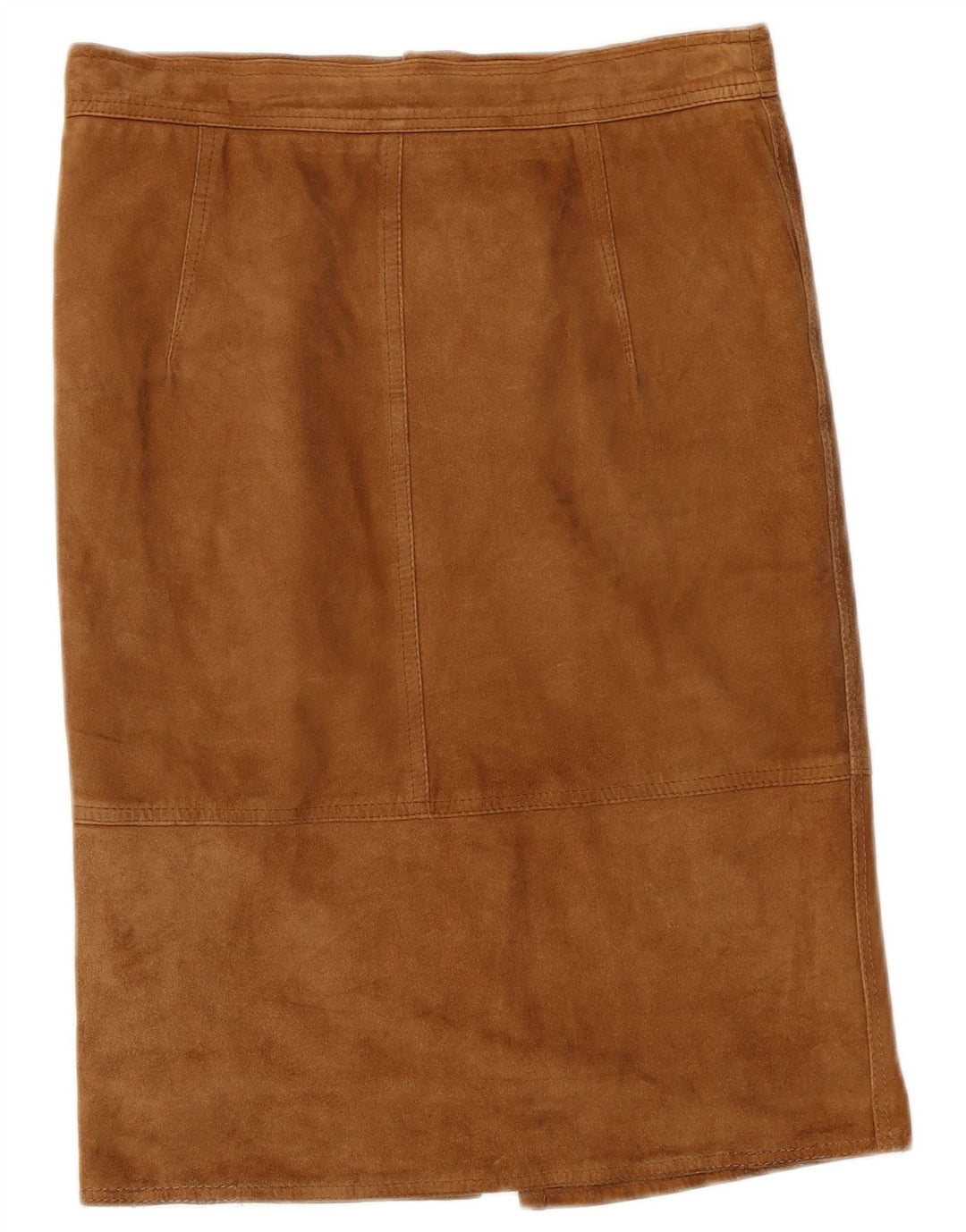 Gonna dritta vintage da donna in pelle scamosciata W30 beige medio