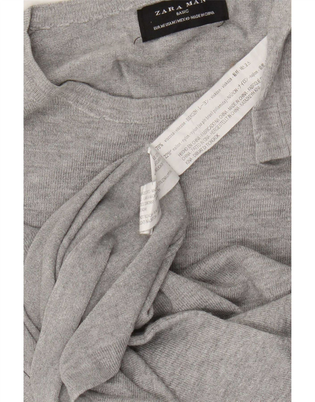 Maglione girocollo da uomo Zara in viscosa screziata grigio medio