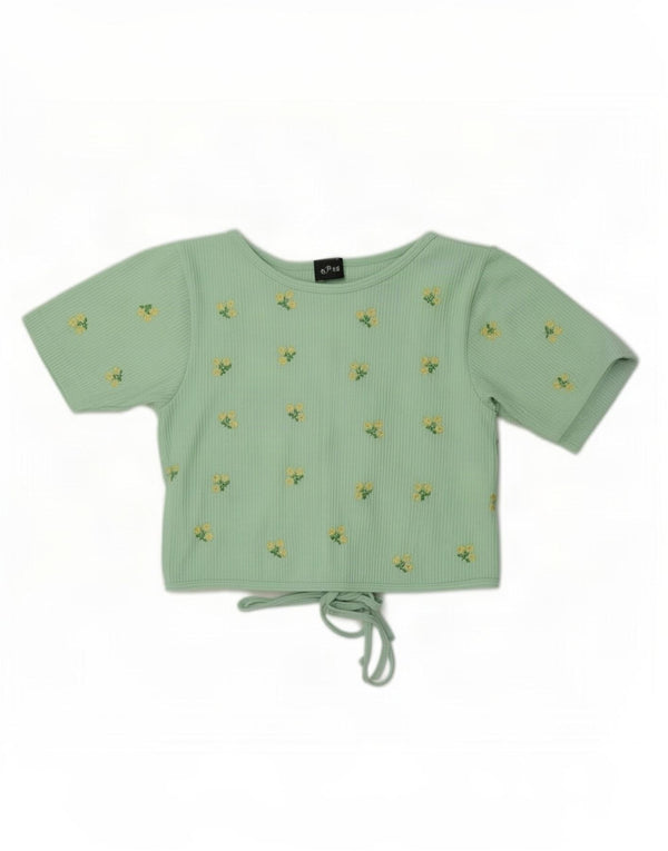 Top cardigan avvolgente da donna Zara UK 6 XS verde floreale
