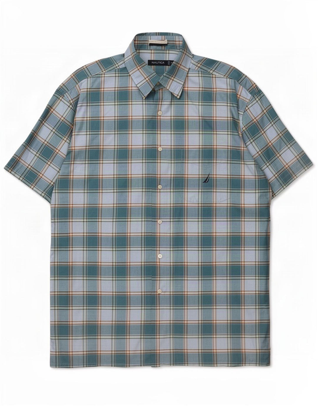 Camicia a maniche corte da uomo Nautica XL in cotone a quadri blu