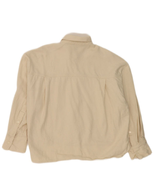 Camicia oversize in flanella da donna Zara UK 6 XS Cotone beige