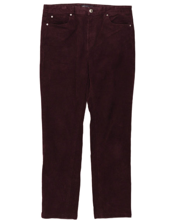 Marks & Spencer Womens Corduroy Trousers UK 14 Large W32 L27 Burgundy