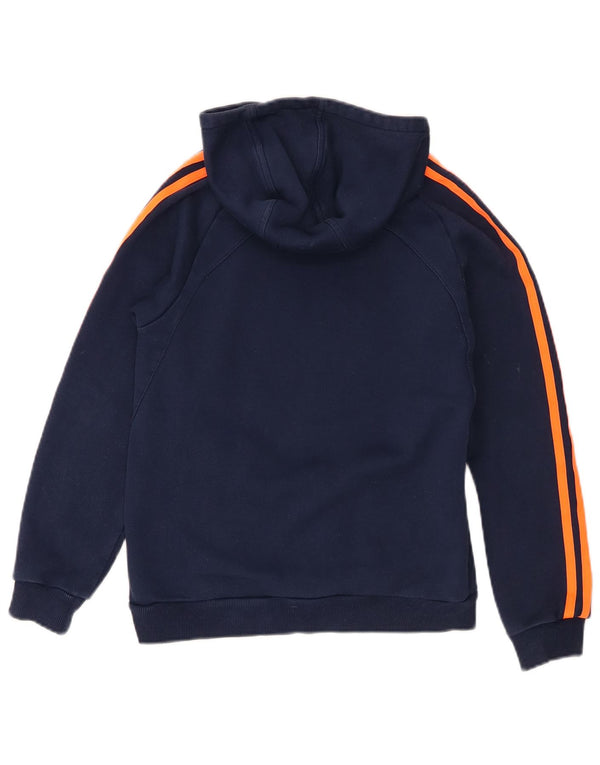 Felpa con cappuccio grafica da ragazzo Adidas 11-12 anni, grande a righe blu navy
