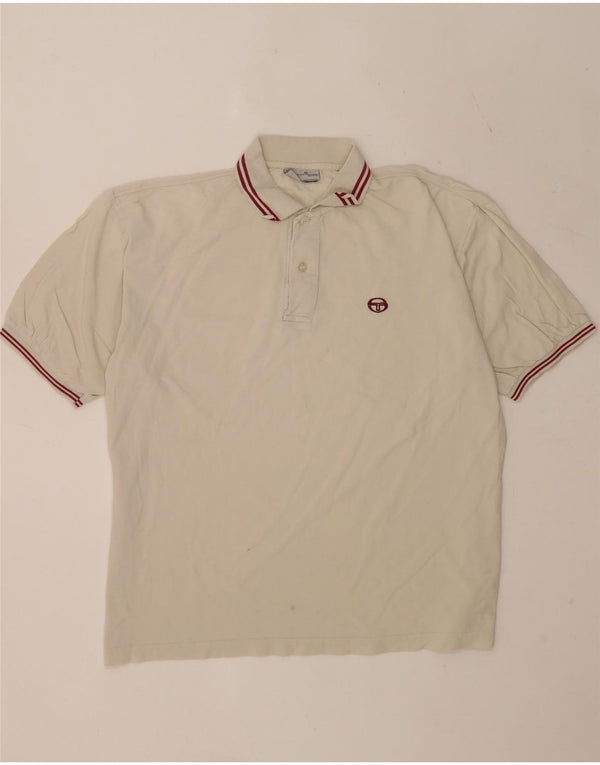 Polo da uomo Sergio Tacchini 2XL in cotone a righe bianco sporco