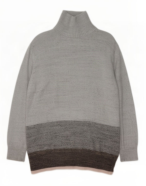 Maglione maglione da donna con collo alto Gap UK 18 XL Cotone color block grigio