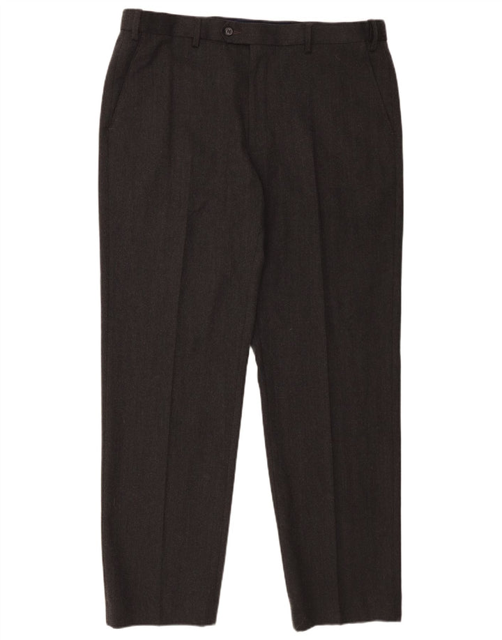 Pantaloni da abito dritti da uomo Marks & Spencer W38 L31 in cotone grigio