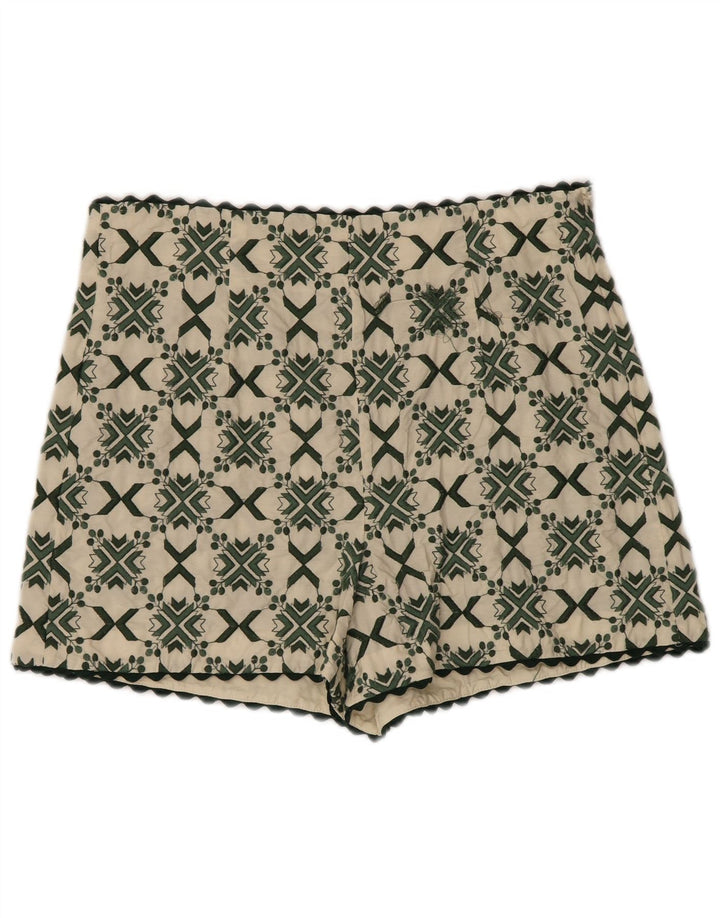 Pantaloncini casual da donna Zara grandi W30 bianco sporco geometrici