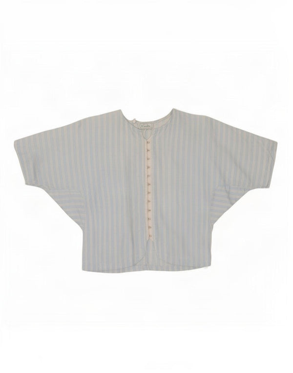 Benetton Womens Short Sleeve Shirt Blouse UK 10 Small Blue Striped