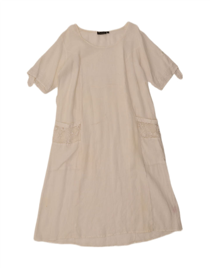 Positano by Jean Paul Abito oversize a trapezio da donna UK 14 medio bianco sporco