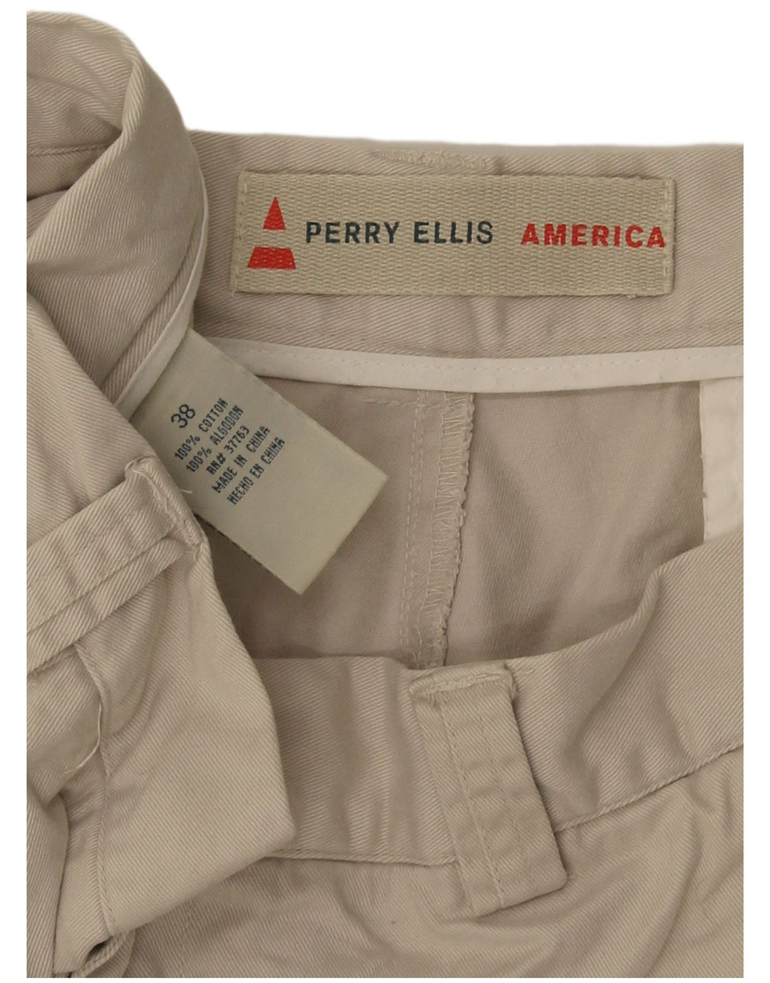 Pantaloncini cargo da uomo Perry Ellis W38 XL in cotone beige
