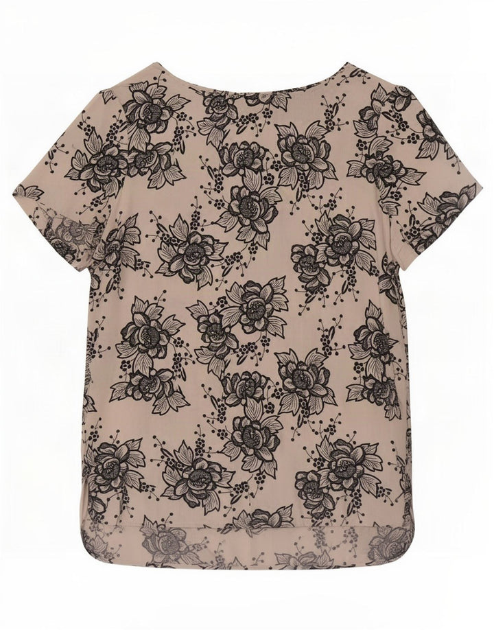 Top in camicetta da donna Marks & Spencer UK 14 grande viscosa floreale bianco sporco