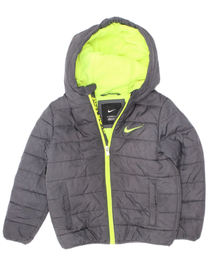 Giacca imbottita con cappuccio Nike da ragazzo 3-4 anni in poliestere grigio