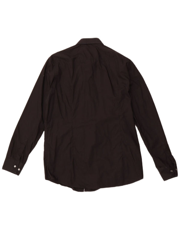 Camicia slim fit da uomo HUGO BOSS taglia 44 17 1/2 XL cotone nero