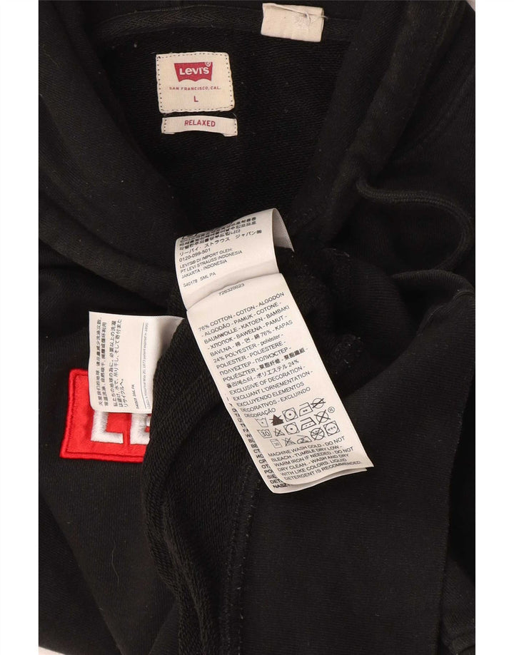 Levi's Uomo Felpa con cappuccio grafica rilassata Maglione grande in cotone nero