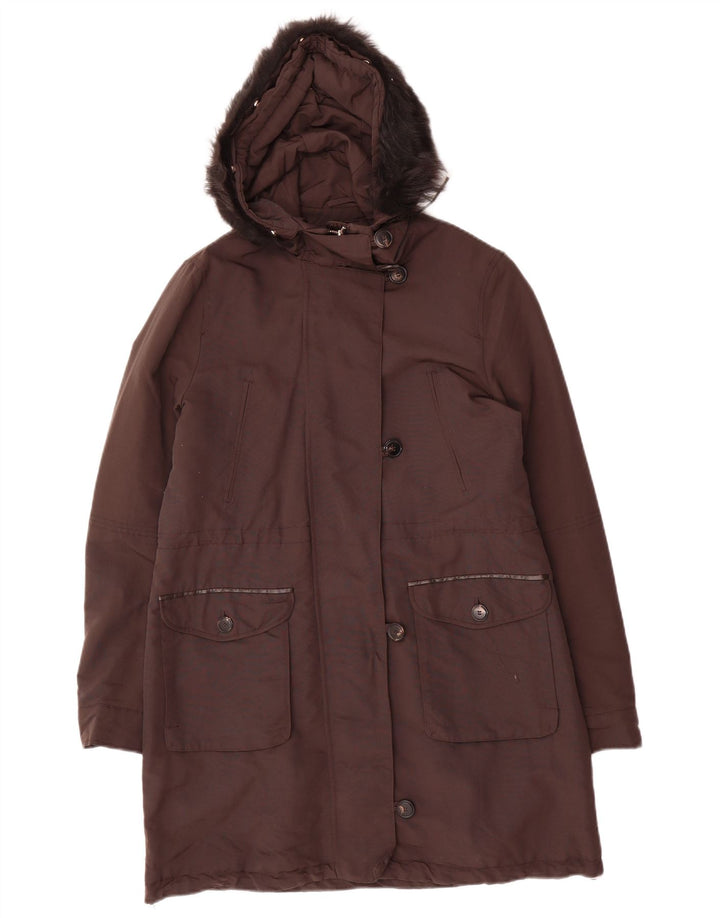 Giacca Parka con cappuccio da donna Massimo Dutti UK 14 Poliestere marrone medio