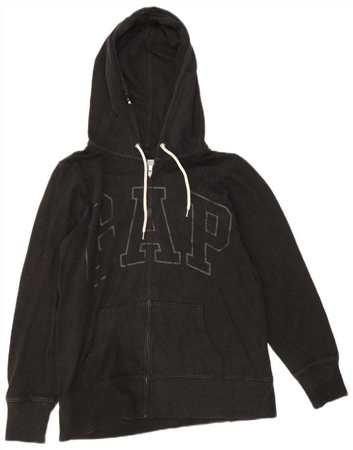 Maglione con cappuccio e zip grafica da uomo Gap in cotone nero medio