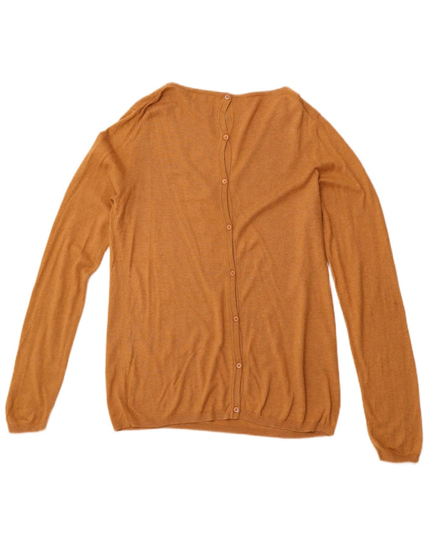 MASSIMO DUTTI Maglione da donna con scollo a V UK 14 Grande cotone marrone
