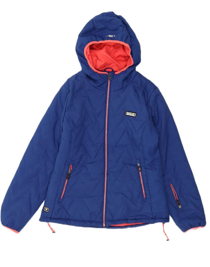 BRUGI Womens Hooded Padded Jacket UK 10 Small Blue Polyester