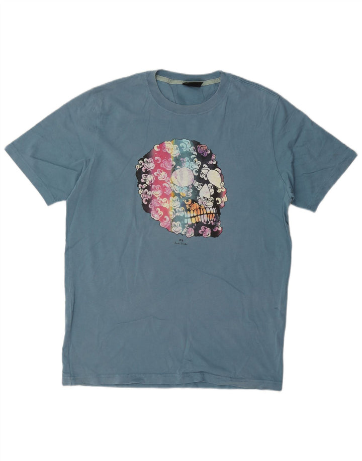 T-shirt grafica da uomo Paul Smith Top in cotone blu medio