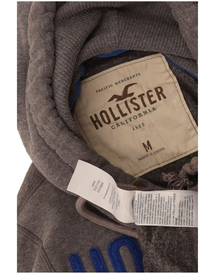 Maglione con cappuccio grafico da uomo Hollister in cotone grigio medio