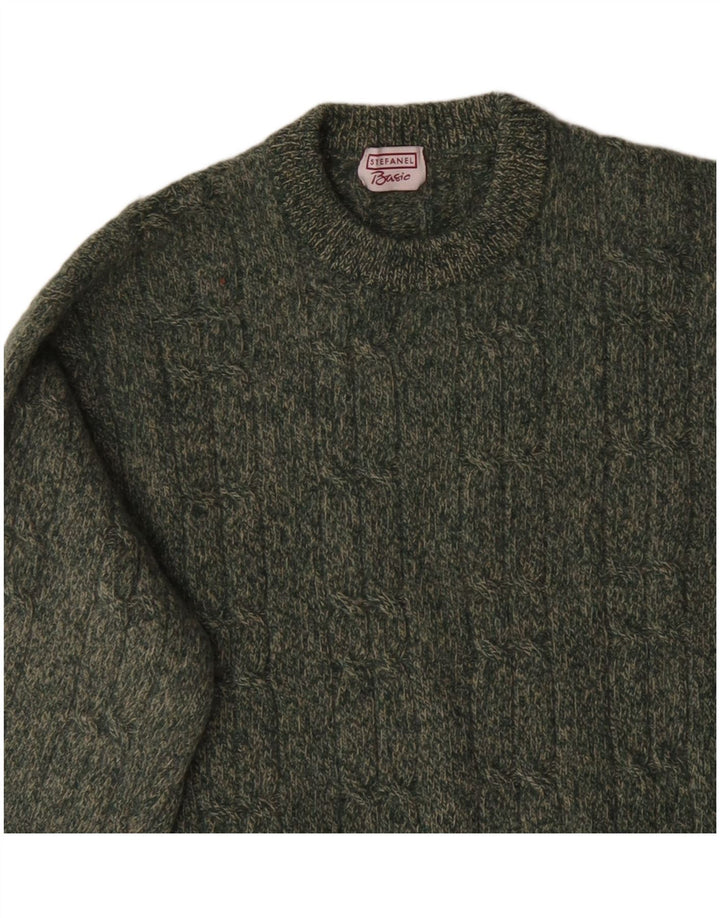 Maglione maglione girocollo da uomo Stefanel piccolo verde screziato