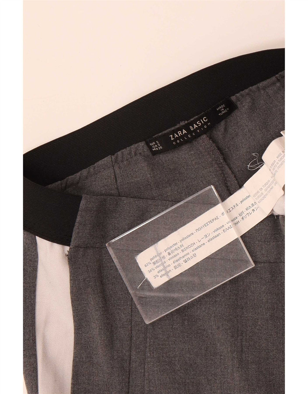 Pantaloni chino slim da donna Zara piccoli W26 L28 poliestere color block grigio