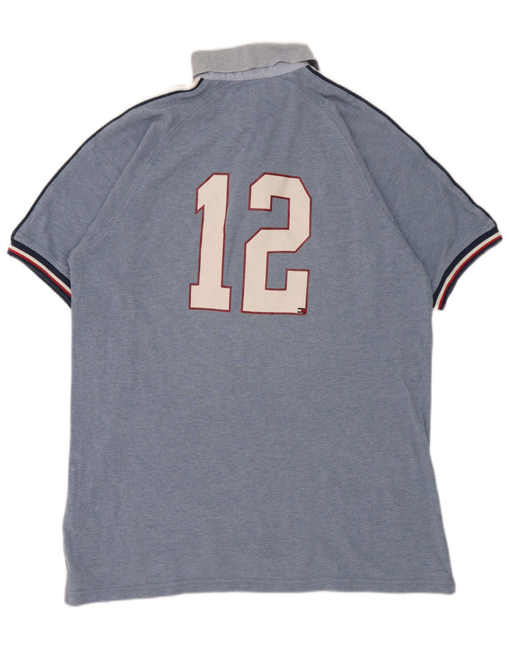 Polo grafica da uomo Tommy Hilfiger grande in cotone blu
