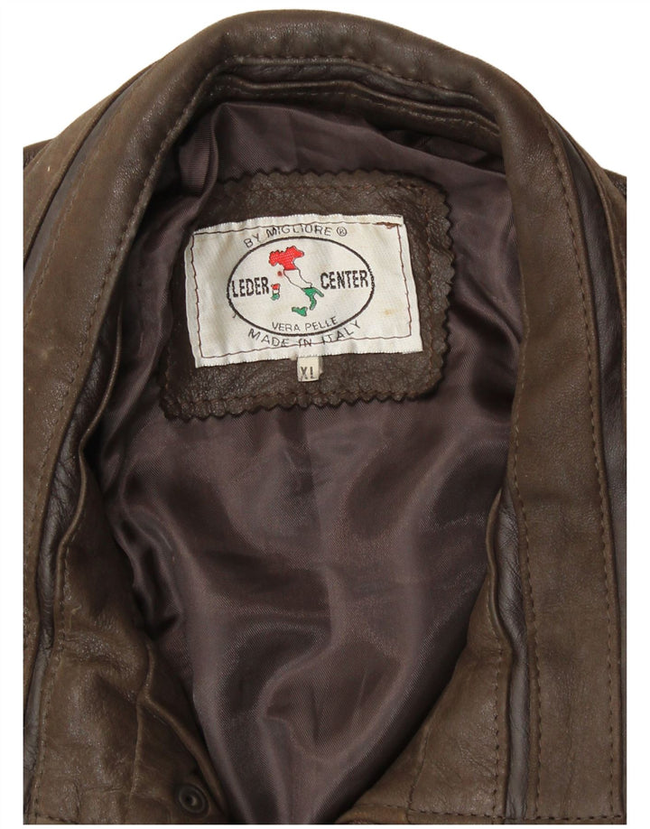 Giacca in pelle vintage da uomo UK 42 XL in pelle marrone