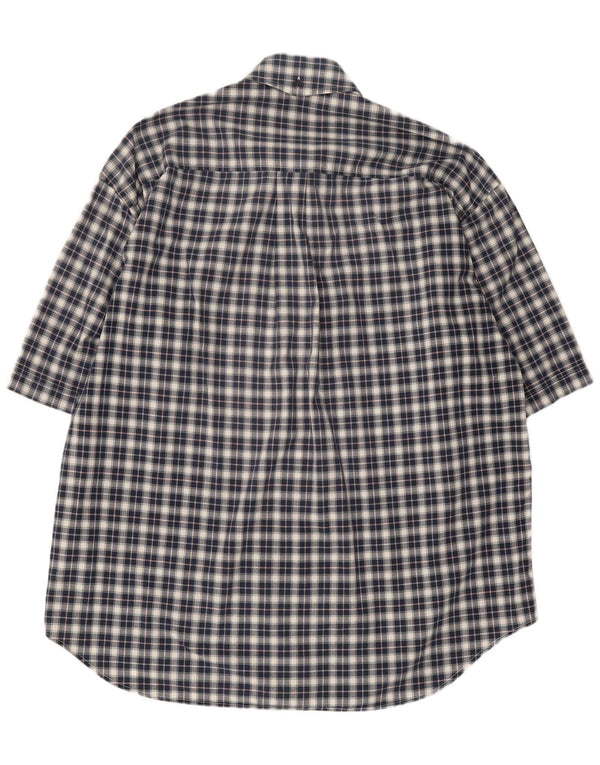Camicia Trussardi Jeans Uomo Manica Corta XL Blu Navy a Quadri