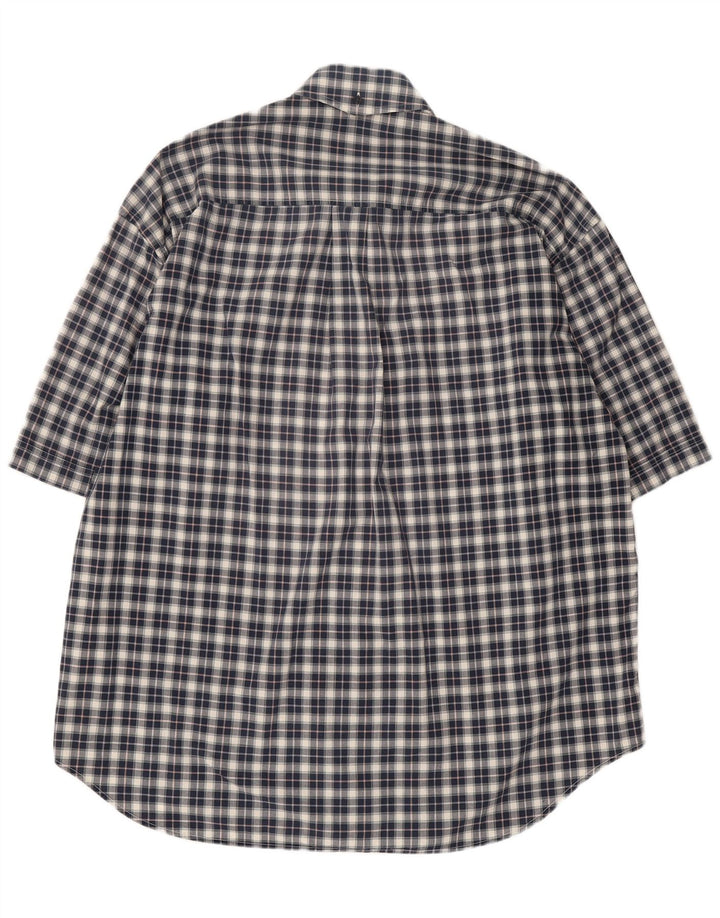 Camicia Trussardi Jeans Uomo Manica Corta XL Blu Navy a Quadri