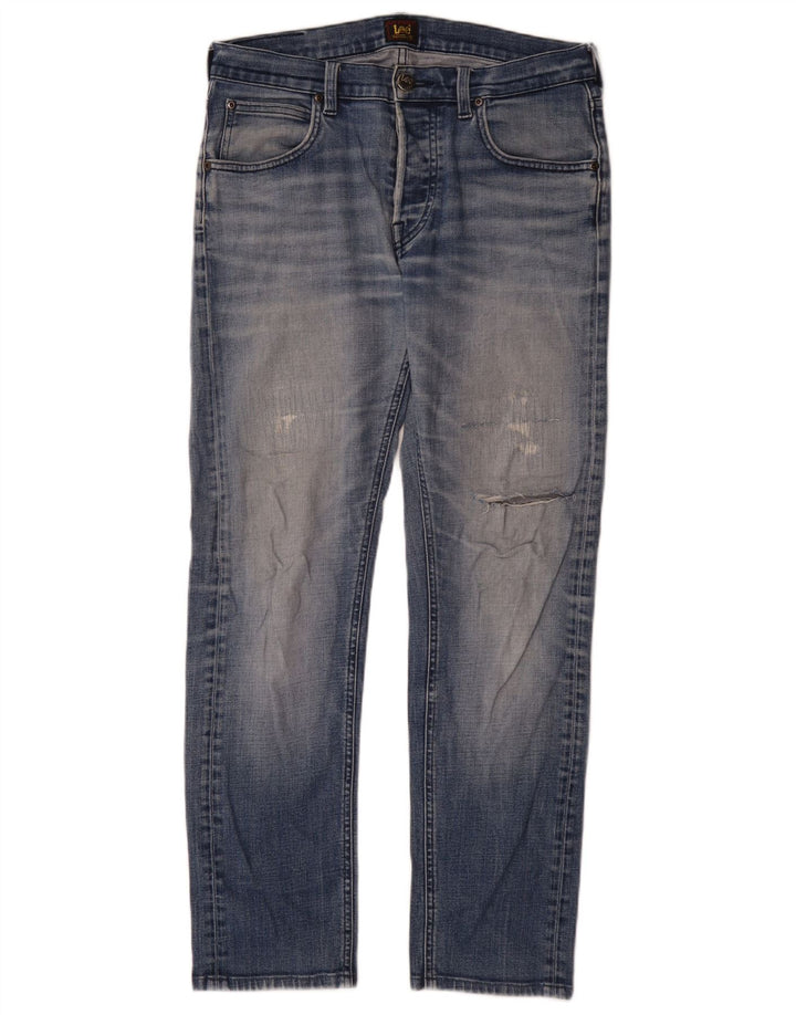 Jeans dritti invecchiati Lee da uomo W30 L31 in cotone blu