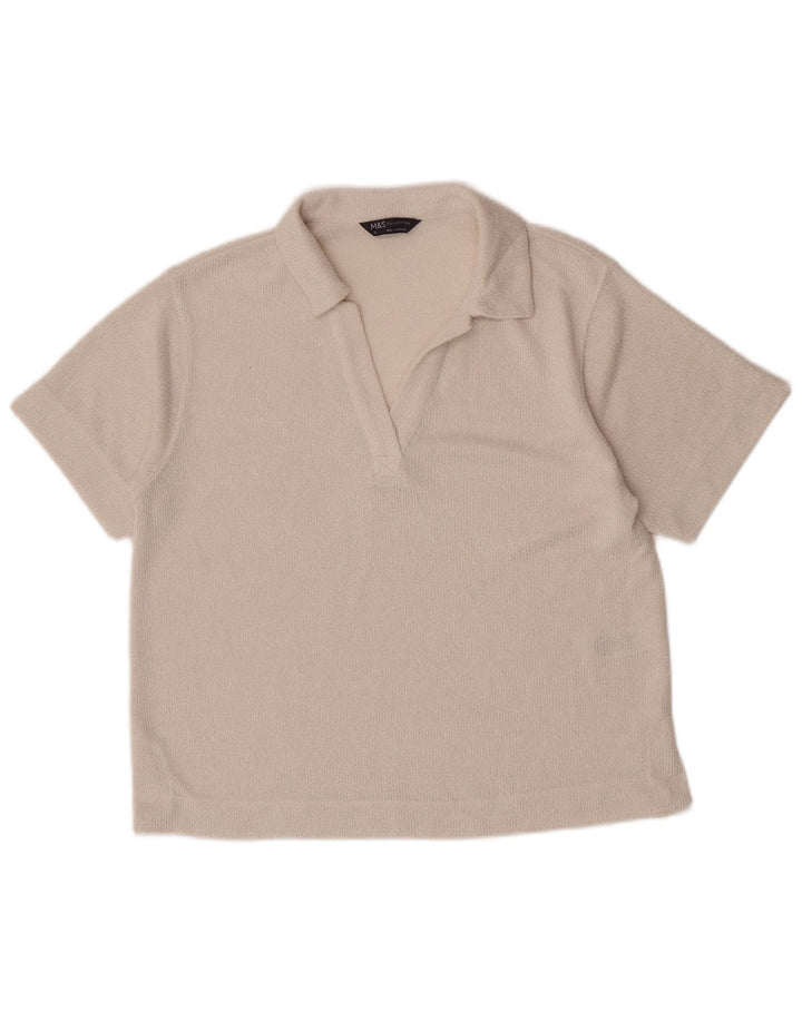 Polo da donna Marks & Spencer UK 12 poliestere bianco medio