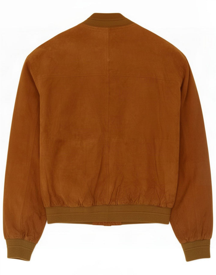 Giubbotto bomber vintage in pelle scamosciata da uomo IT 54 2XL Pelle marrone